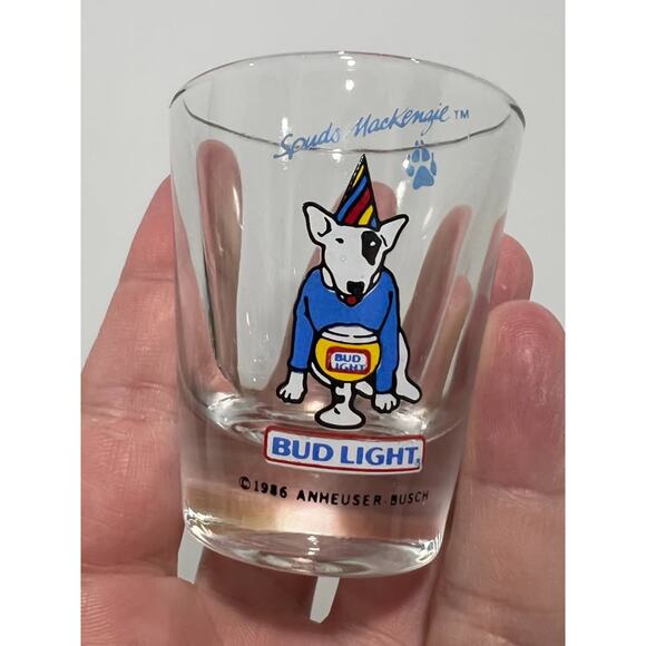 1986 Anheuser Busch Bud Light Spuds Mackenzie Shot Glass - Picture 1 of 1